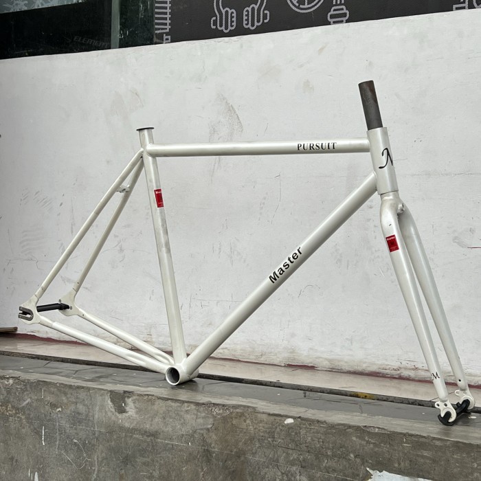 FRAMESET FIXIE 700C CHROMOLY KLASIK PUTIH VINTAGE MASTER PURSUIT LURUS