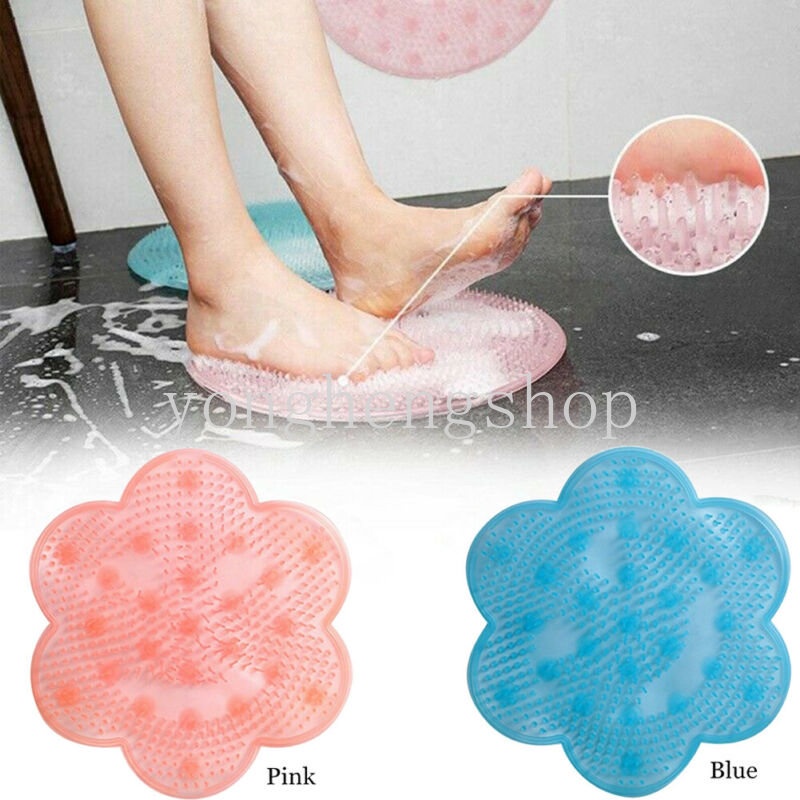 Silikon Lazy Foot Scrubber Back Rub Massage Pad Dengan Suction Cup Kaki Sikat Cuci Penghilang Kulit Mati Kamar Mandi Anti Slip Bath Mat