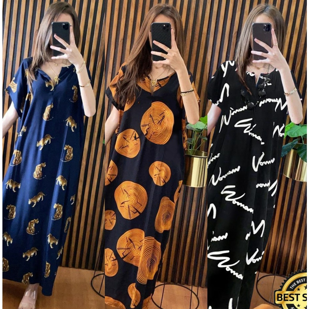 Pakaian Wanita Daster Longdres Panjang Busui Motif Leopard