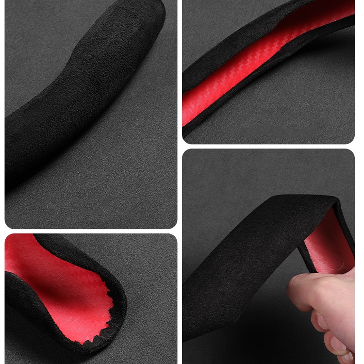 Sarung Tangan handle cover Setir Kulit carbon fiber Mobil