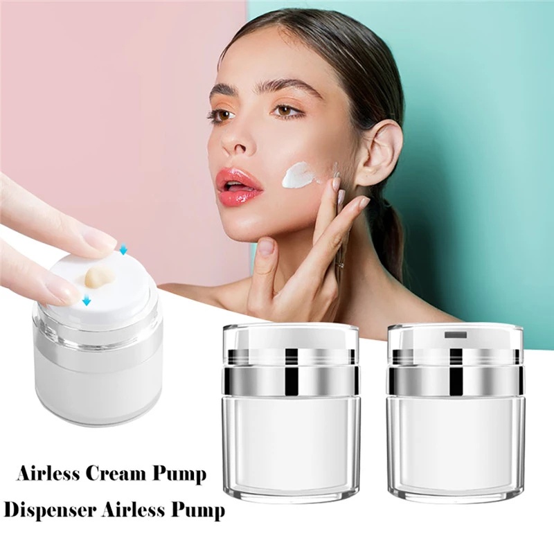 Empty Airless Pump Jar Refillable Creams Gels Lotion Dispenser/Travel Portable Wadah Krim Wajah Anti Bocor Botol Vakum