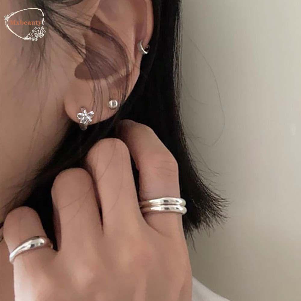 Mxbeauty Busur Hoop Anting Fashion Retro Wanita Emas/Perak Perhiasan Telinga Lady Metal Lingkaran earrings