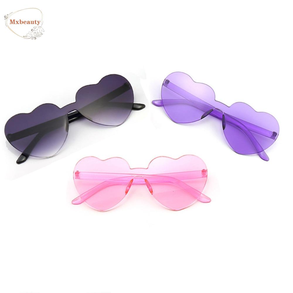 Mxbeauty Heart Kacamata Hitam Hadiah Ulang Tahun Pesta Pantai Anti-Uv Vision Care Love Heart Eyewear Rimless Sunglasses Properti Foto Perempuan Kacamata Matahari