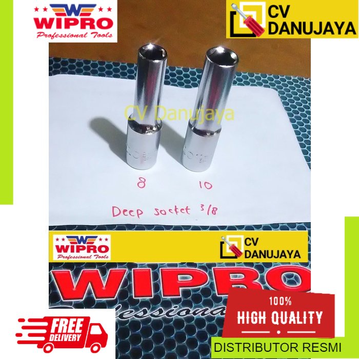 Mata sok 8 dan 10 mm panjang - Drive 3/8" deep socket Wipro