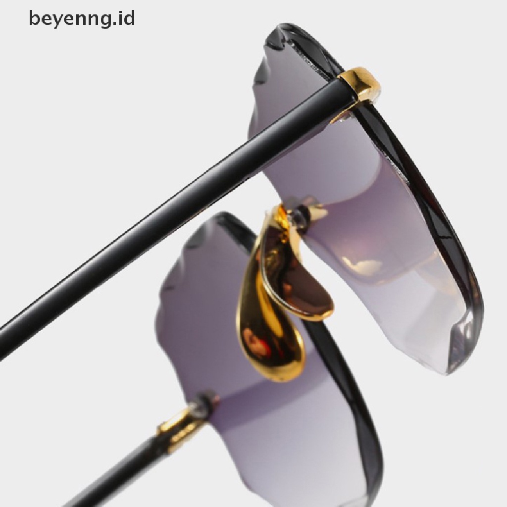 Beyen UV400 Perlindungan Square Rimless Sunglasses Untuk Wanita Berwarna Frameless Eyewear Musim Panas Vintage Transparan Gradiasi Kacamata Matahari ID