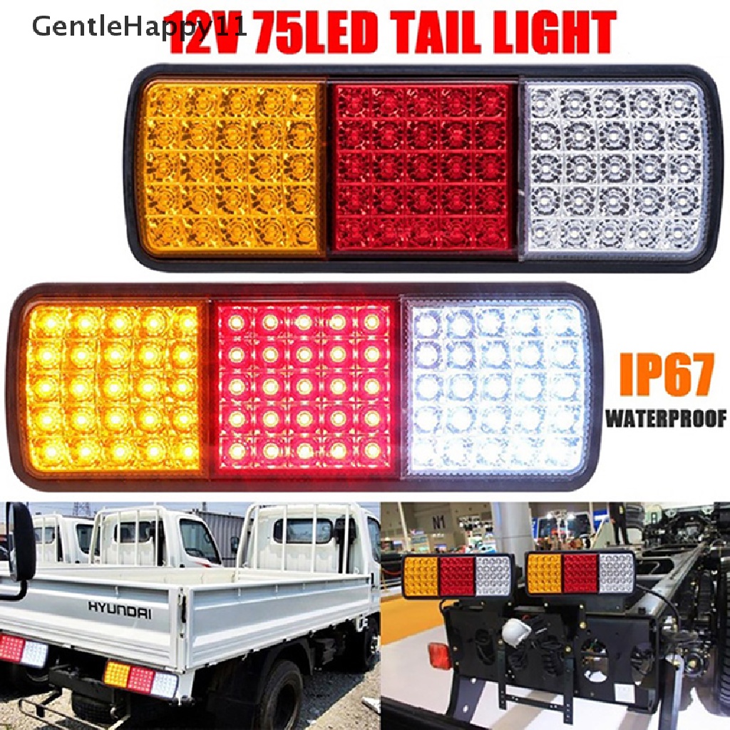 Gentlehappy 1X75 LED 12V Mobil Truk Perahu Trailer Belakang Ekor Lampu Rem Reverse Indikator Lamp id