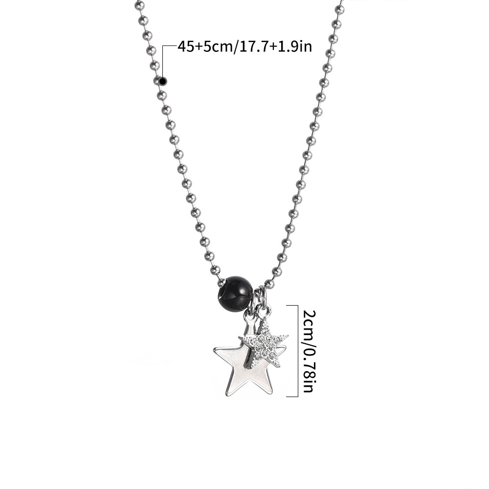 Women Y2K Style Crystal Star Pendant Necklace/Ladies Vintage Charm Necklaces/Kalung Klavikula Vintage Hip Hop Punk/Kalung Rantai Kepribadian Perempuan/Kalung Choker Populer