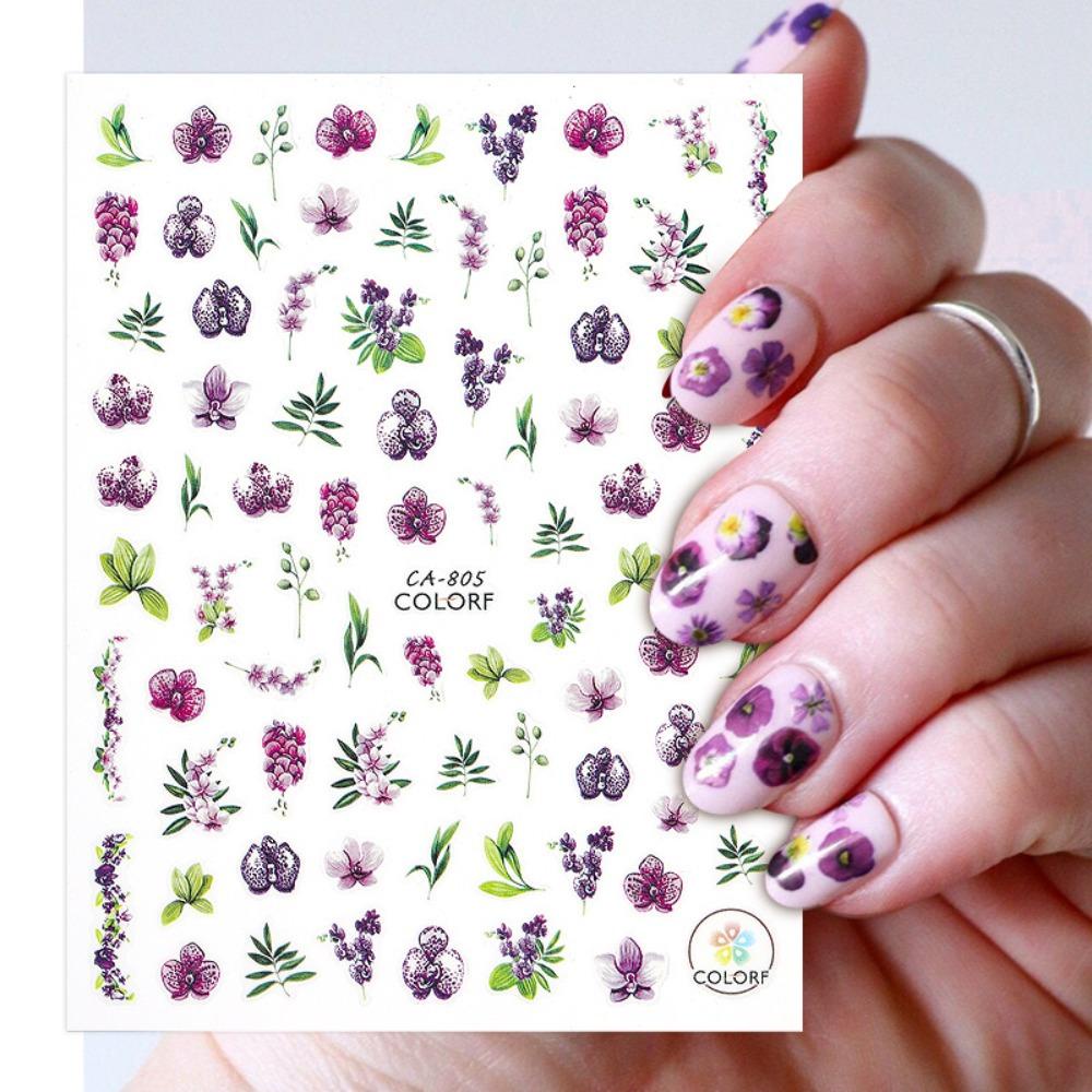 AUGUSTINA Stiker Kuku Kupu Agustina Fashion Musim Panas Daun Rose Dekorasi Kuku Jepang