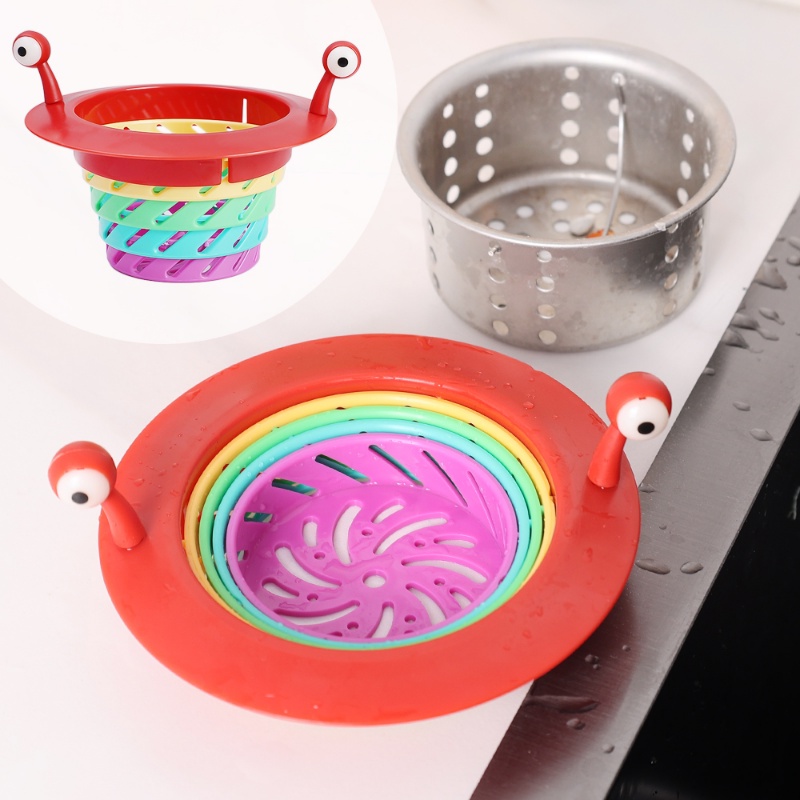 1pc Cute Little Monster Rainbow Floor Drain Saringan Wastafel Dapur Jaring Saringan Kamar Mandi Floor Drain Foldable Filter Waste Screen