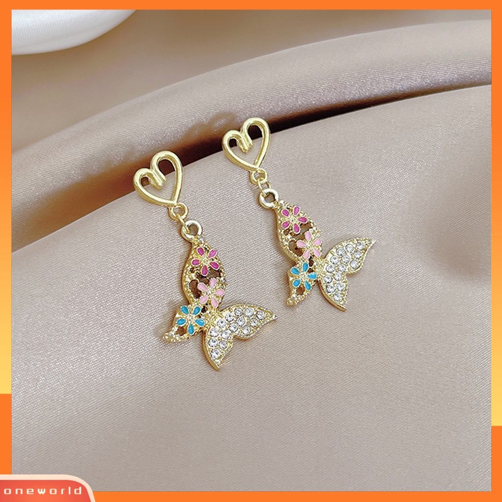 [EONE] 1pasang Anting Stud Desain Pengadilan Kerajaan Yang Indah Berkilau Tinggi Hias Pola Geometris Dress Up Aksesori Perancis Retro Kupu-Kupu Menjuntai Anting Untuk Pacaran