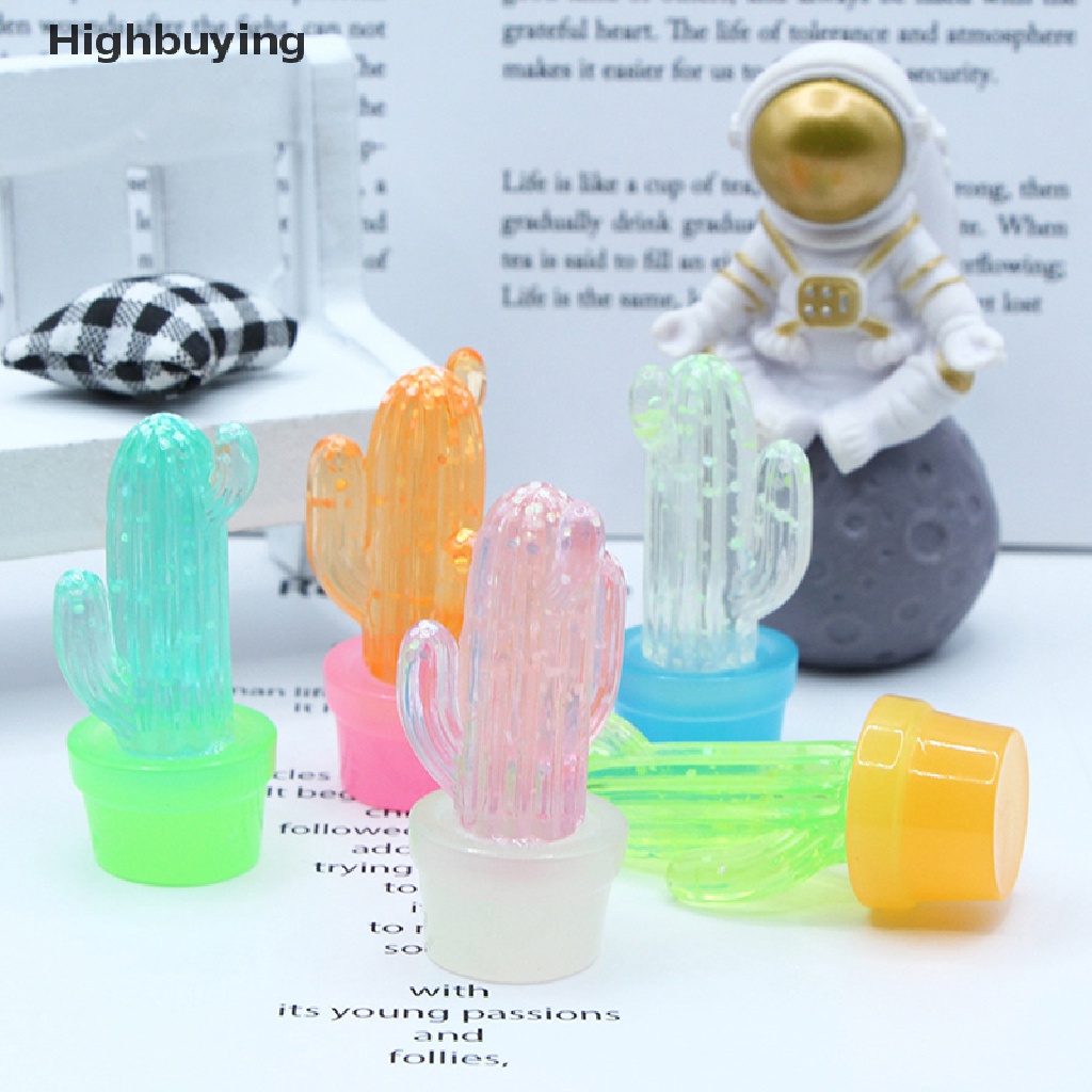 Hbid 2pcs Hiasan Aksesoris Resin Kaktus Fluorescence DIY Untuk Perhiasan Bahan Crafg Ch Supply Seni Dekorasi Glory