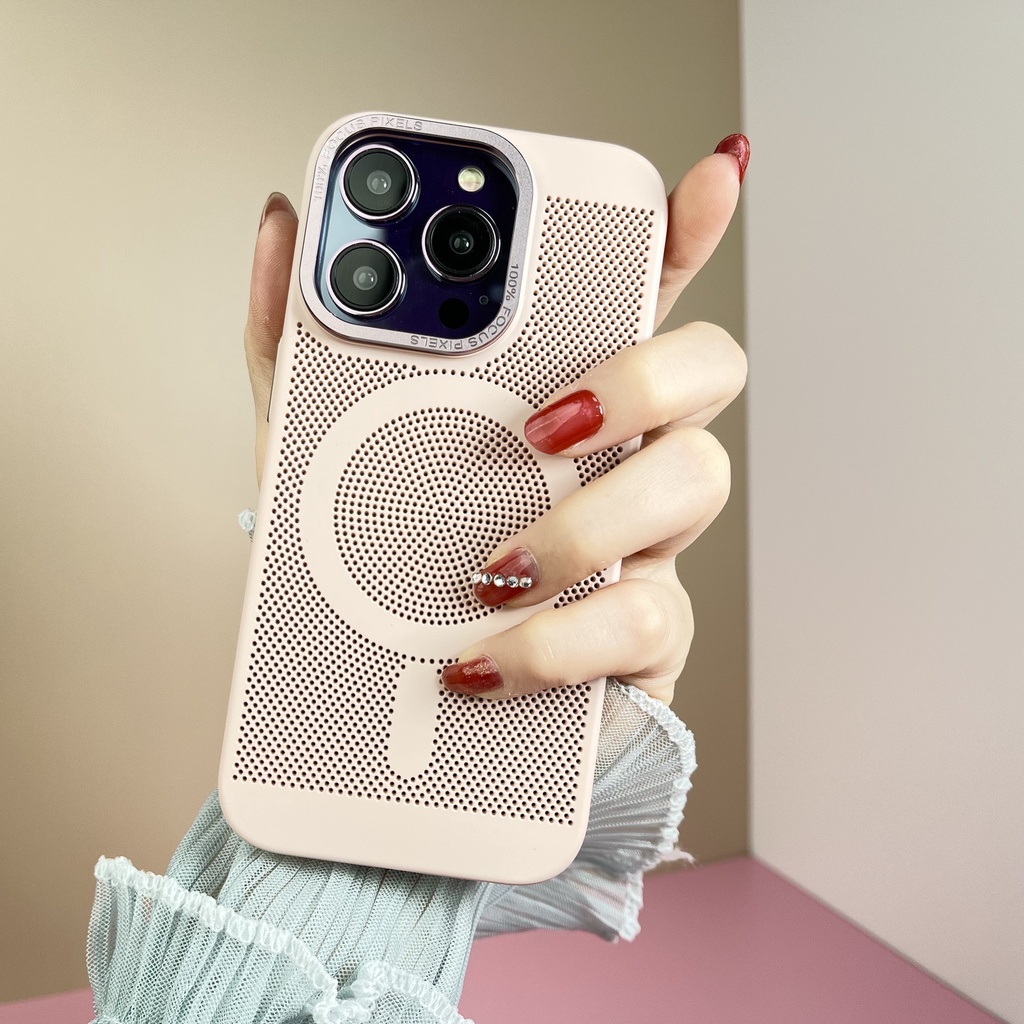 IPHONE Casing Ponsel Desain Grid Pendingin Burik Bahan Baja Kompatibel Dengan Iphone12 13 14 11 Pro Max Ggrfd
