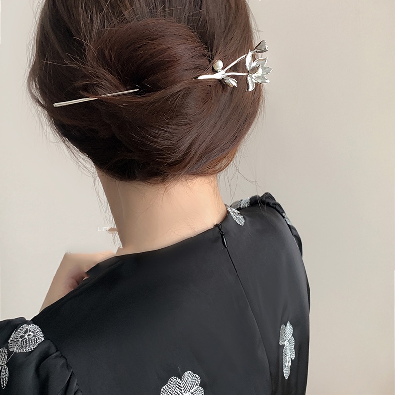 Rambut Lilit Antik High-End Desain Modern Sederhana Baru Cina Lotus Jepit Rambut