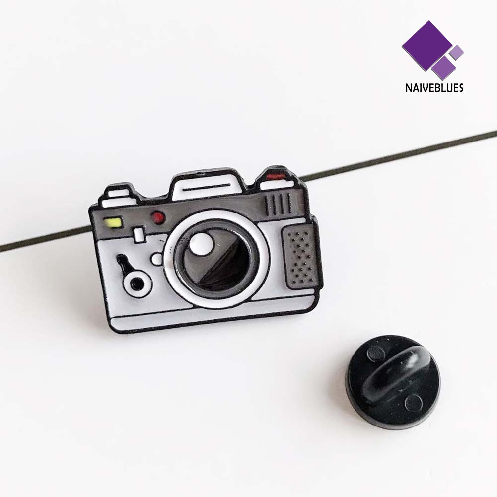&lt; Naiveblues &gt; Pria Wanita Bentuk Kamera Enamel Bros Pin Jaket Tas Lencana