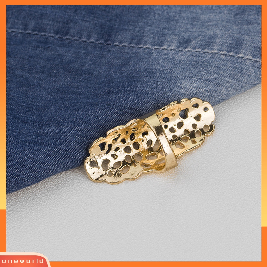 [EONE] Knuckle Ring Vintage Berlebihan Berongga Keluar Geometris Berlian Imitasi Dekorasi Electroplating Fashion Retro Ukiran Cincin Panjang Perhiasan Aksesoris