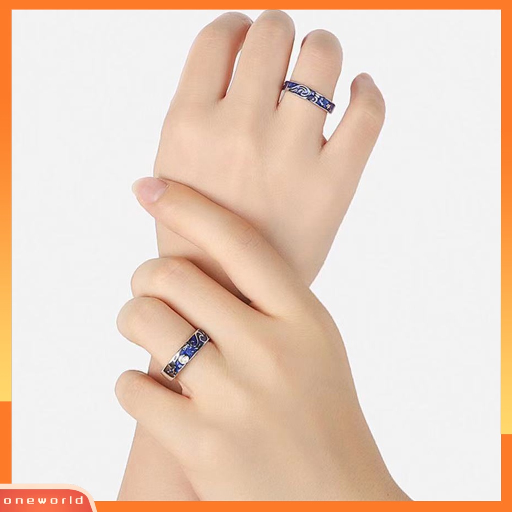 [EONE] 1pc Lover Ring Simple Style Silver Plated Geometric Adjustable Opening Design Dress Up Hadiah Anniversary Pria Wanita Langit Berbintang Cincin Jari Pasangan Perhiasan Aksesori Busana