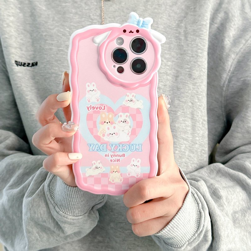 【Lamb Style】Lucky Day Bunny Soft TPU Case HP iP iPhone 11 12 13 14 Pro Max 7 8 + Plus SE 2020 X XS XR Max Girl Woman FTD Casing Apple