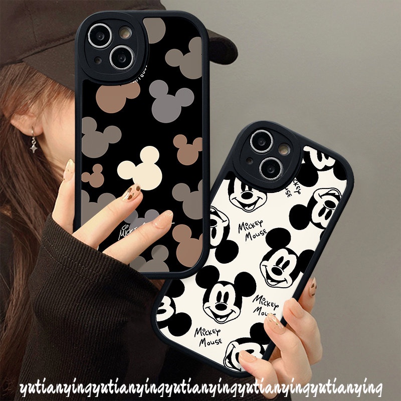 IPHONE Fashion Couple Shockporoof Kartun Disney Case Kompatibel Untuk Iphone11 12 13 14 Pro Max 6s 8 7 6 Plus X XR XS Max SE 2020 Indah Mickey Mouse Lembut Tpu Cover