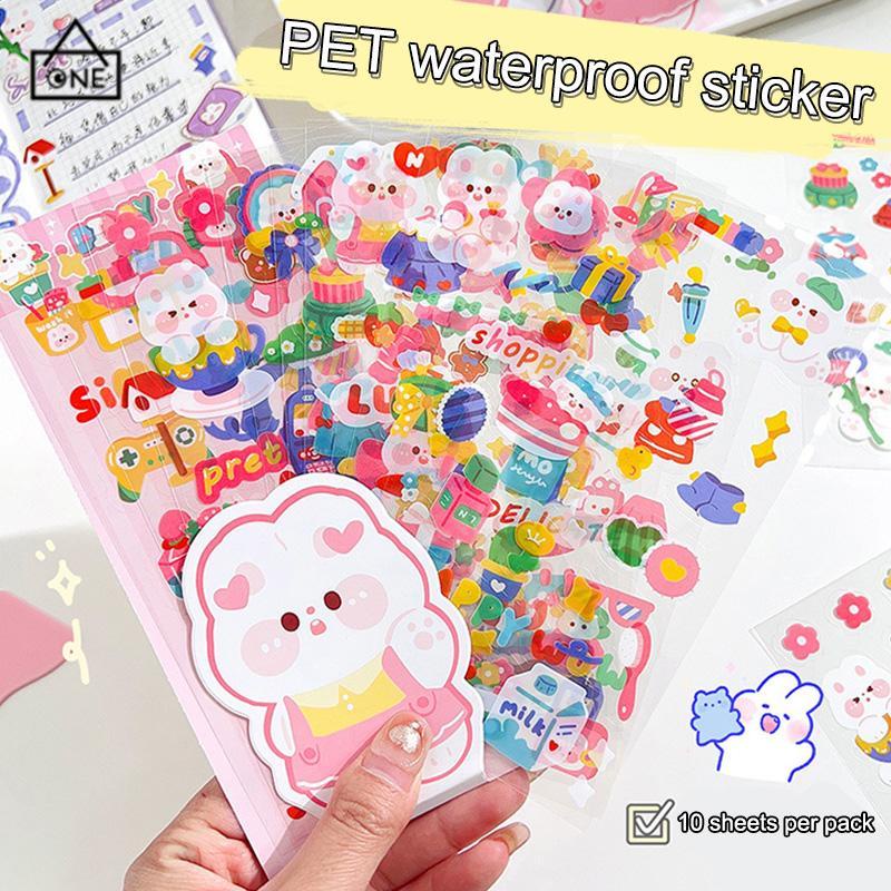 COD❤️Stiker Scrapbook Lucu Kartun Kartun PET Tahan Air DIY Bahan Dekorasi Cangkir Air Stiker-A.one