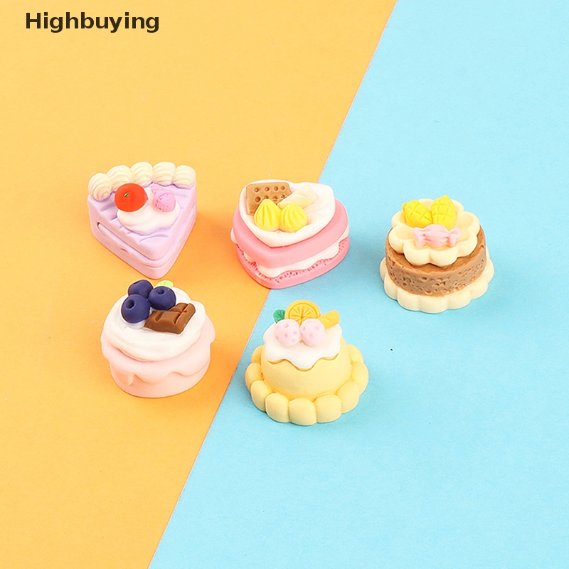 Hbid 5PCS Acak Warna-Warni Simulasi Makanan Dekorasi DIY Kartun Tiga Dimensi Strawberry Kue Bahan Ponsel Case Aksesoris Glory