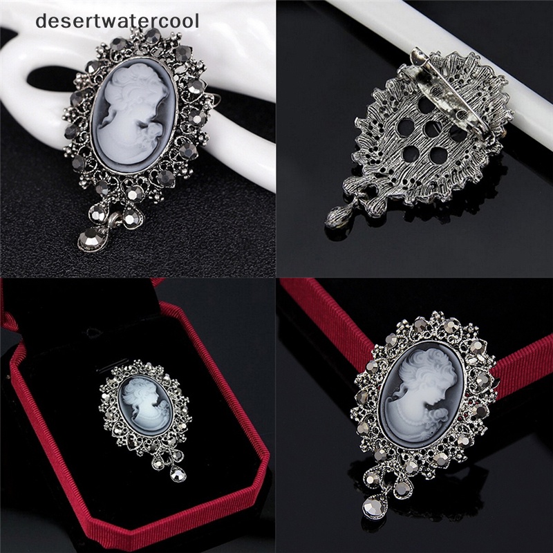 Deid Hot Vintage Cameo Gaya Victoria Kristal Pesta Pernikahan Wanita Liontin Bros Pin Martijn
