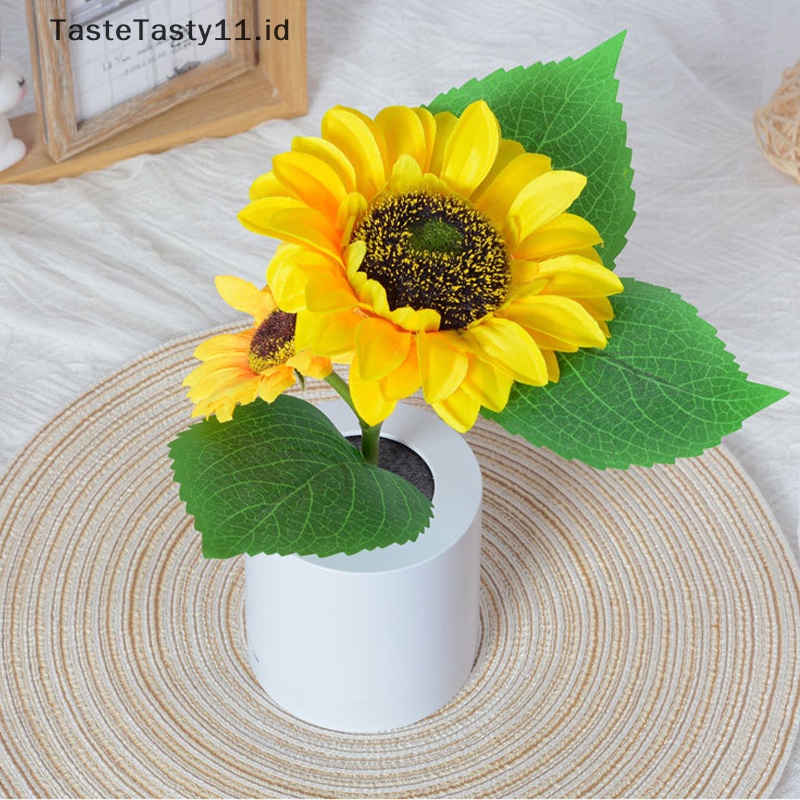 Tastetasty Sunflowers Lampu Meja LED Simulasi Bunga Lampu Malam USB Rechargeable.