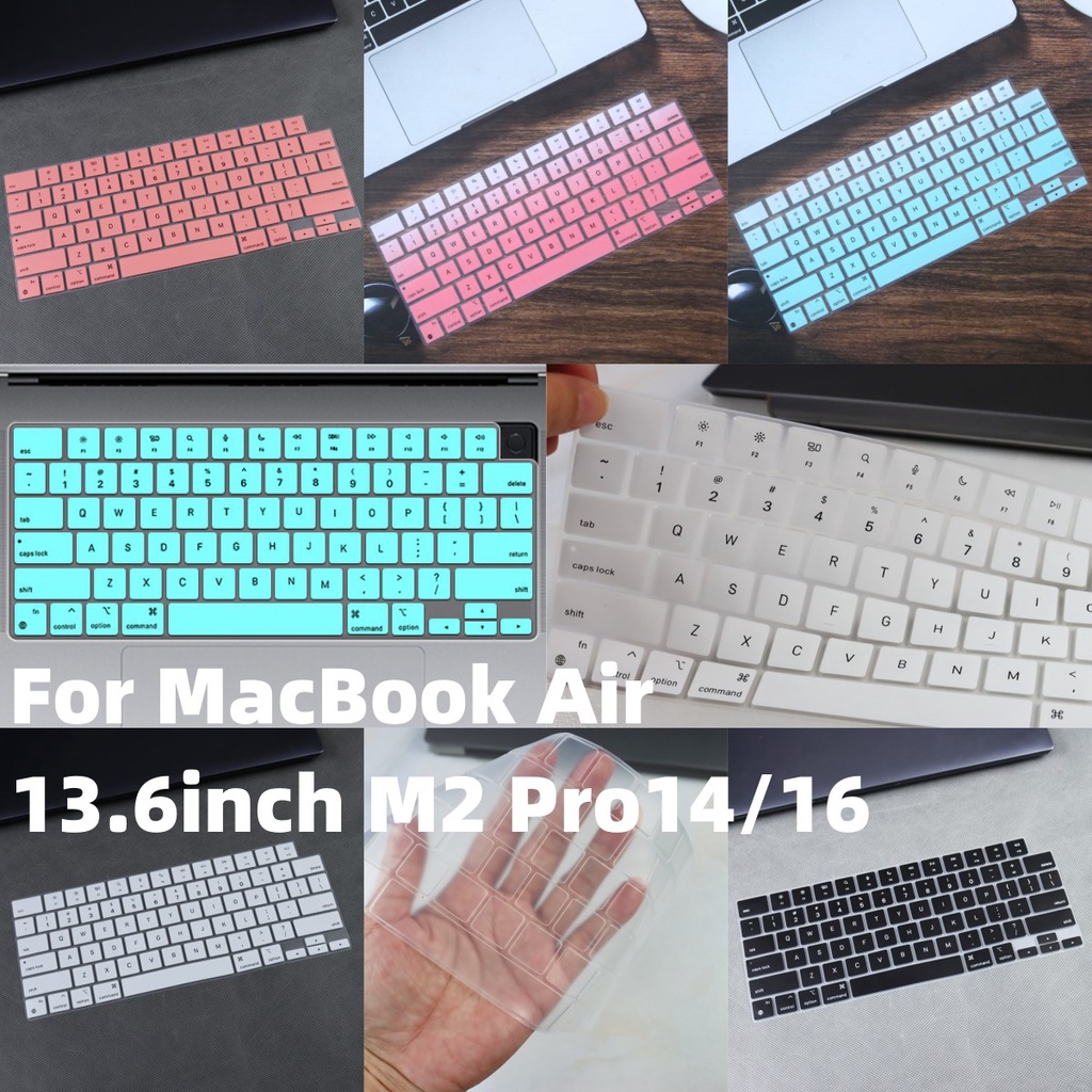 Untuk MacBook Air 13.6inch M2 Pro14/16Penutup Keyboard Silikon Tahan Air Film Tahan Debu