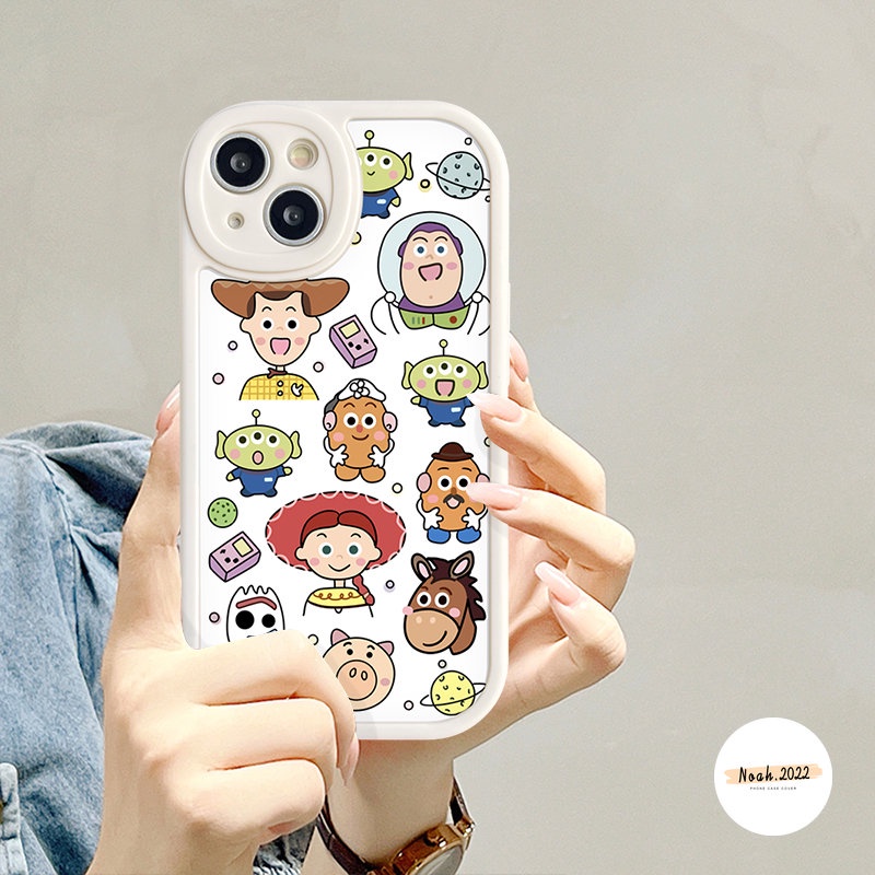 IPHONE Kartun Lucu Toy Story Manyo Bear Stiker Casing Ponsel Kompatibel Untuk Iphone11 12 13 14 Pro Max 7Plus 8Plus XR 6s 8 7 6 Plus X XS Max SE 2020 Lembut Tpu Permen Penutup Belakang