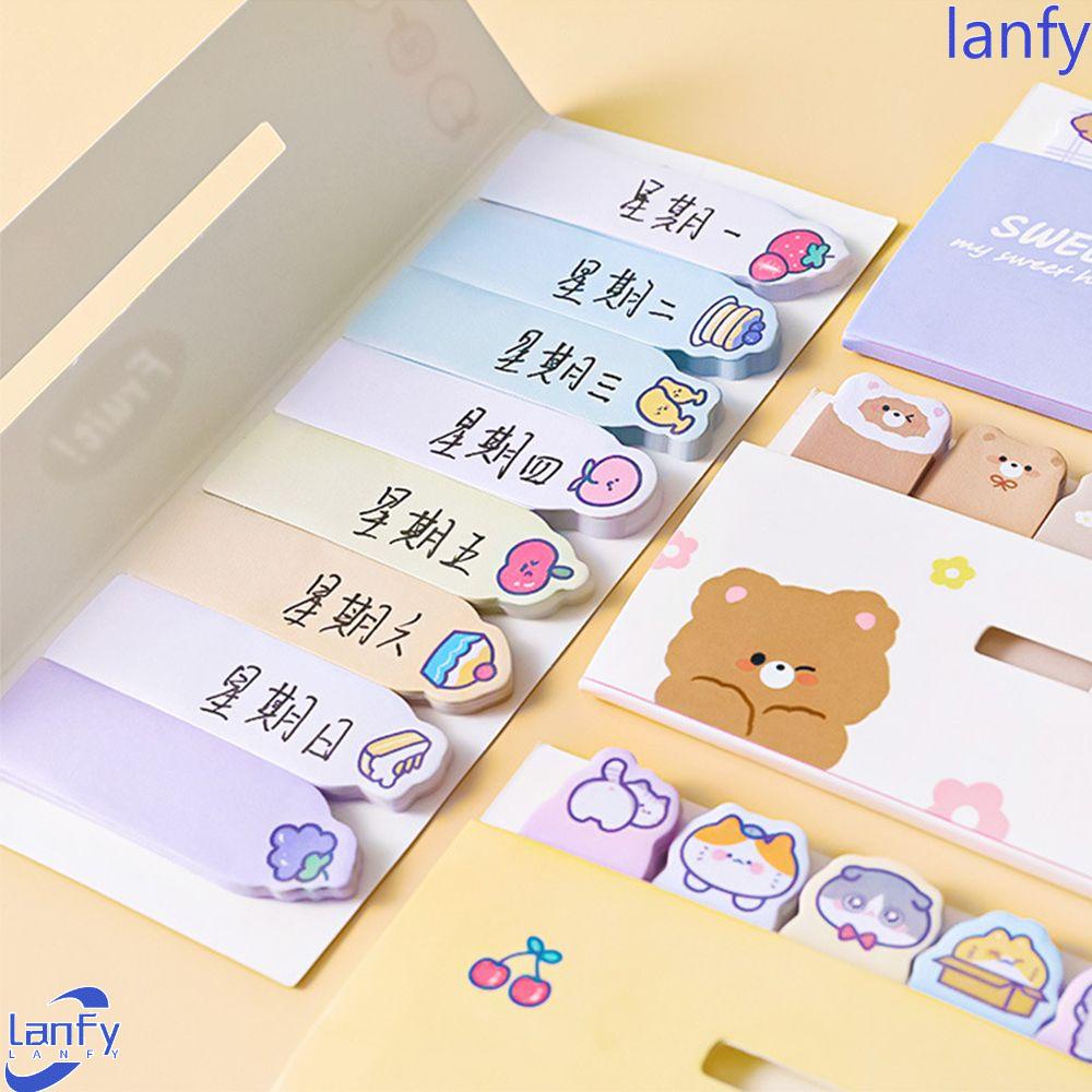 Lanfy Kartun Memo Pads Bunga 120Pcs Kertas Notepad Kelinci Alat Tulis Indeks Untuk Halaman Perekat Diri Bookmark