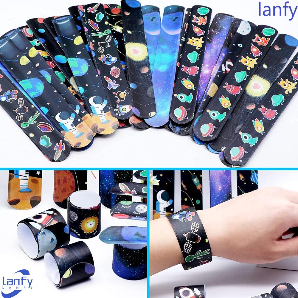 Lanfy 5pcs Space Slap Bracelet Untuk Anak Lucu Shake Gelang Perlengkapan Pesta Dekorasi Pesta Tangan Tepuk Lingkaran