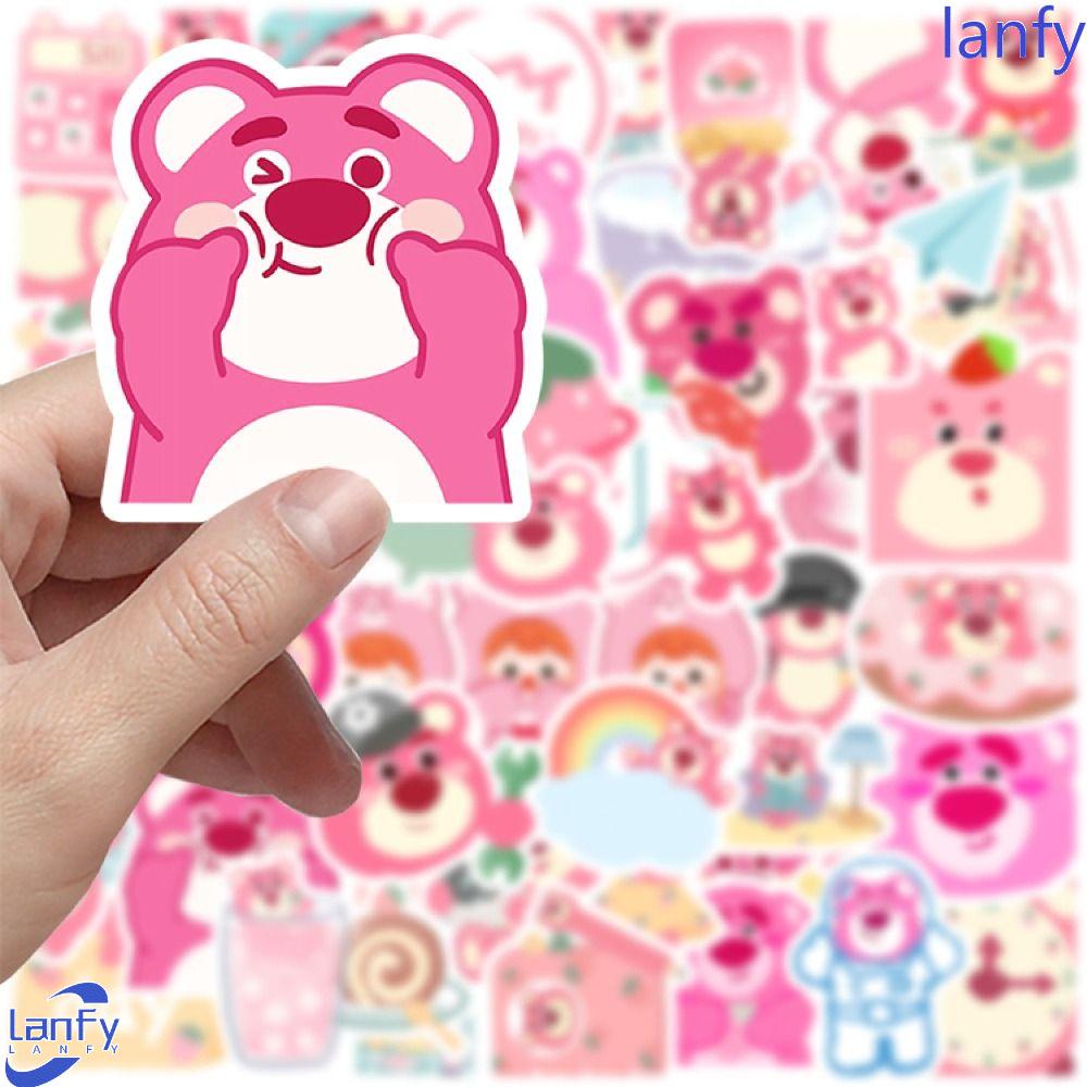 Lanfy Stiker Beruang Strawberry Tahan Air Hadiah Lucu Strawberry Bear Sticker Pack Mainan Anak Perempuan Mainan Kulit Laptop