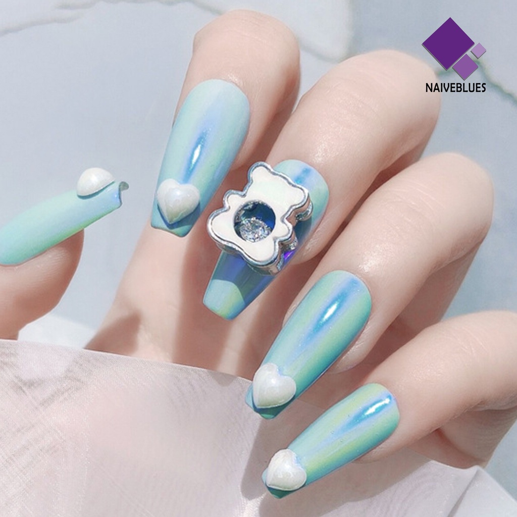 [naiveblues] 50pcs Dekorasi Kuku Cinta Bentuk Hati Desain Kuku 3D Manicure Sequin Wanita