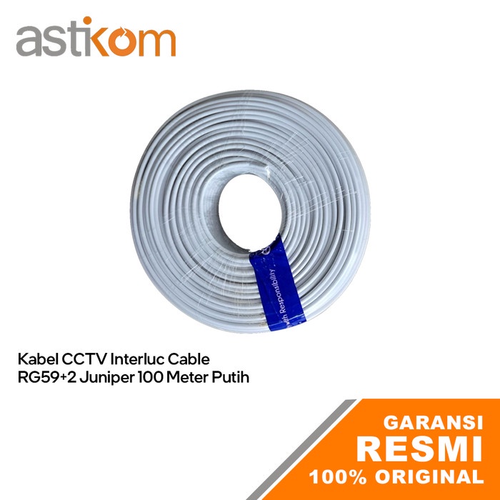 Kabel CCTV Coaxial Interluc RG59+2 Juniper 100M Putih 1 Roll