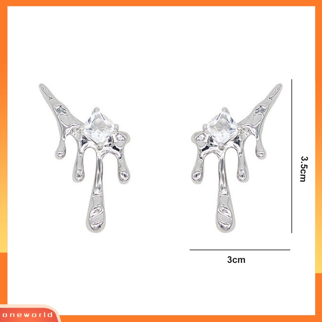 [EONE] 1pasang Ear Studs Tren Baru Punk Cubic Zirconia Tetesan Air Tertanam Wanita Anting Perhiasan Fashion