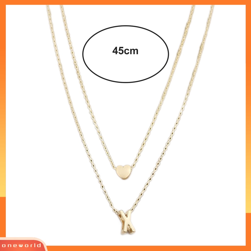 [EONE] Wanita Kalung Warna Solid Dipoles Double-layer Bentuk Huruf Anti-Cacat Lady Pendant Hadiah