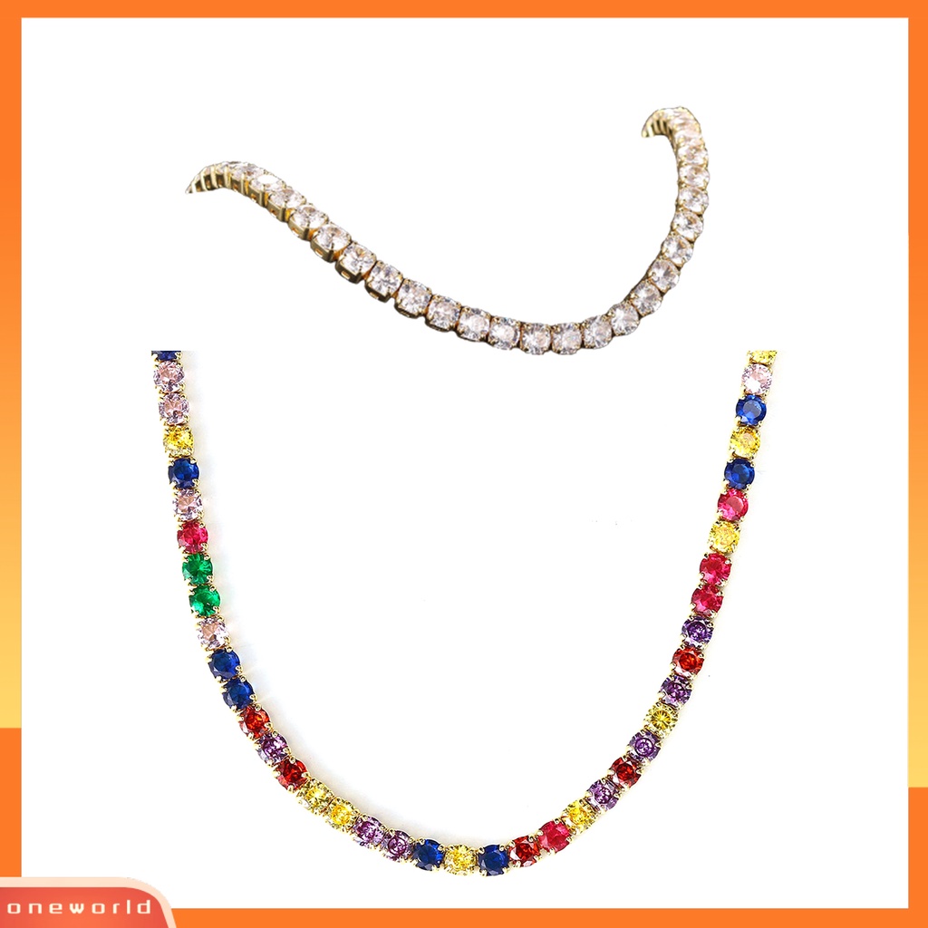 [EONE] Kalung Choker Geometris Hip Hop Perhiasan Warna-Warni Berkilau Kalung Perhiasan Hadiah