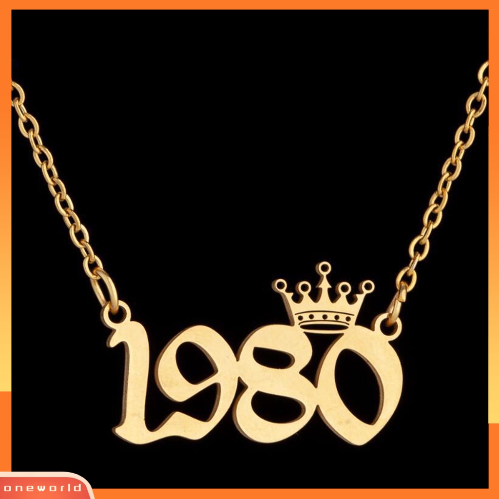 [EONE] Wanita Sweater Rantai Tahun 1980-1999 Anti Karat Angka Berarti Kalung Perhiasan Hadiah