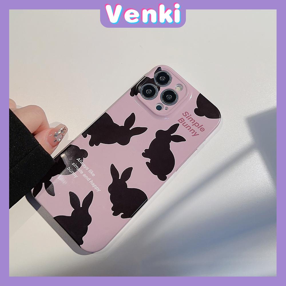 VENKI - For iPhone 11 iPhone Case Purple Glossy TPU Soft Shell Shockproof Camera Case Protective Black Color Rabbit Compatible with iPhone 14 13 Pro max 12 Pro Max xr xs max 7 8