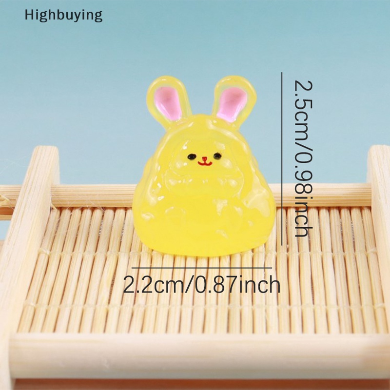 Hbid 2pcs Miniatur Boneka Kartun Kelinci Bercahaya Lucu Resin Bunny Ornamen Mobil Dekorasi Rumah Glory