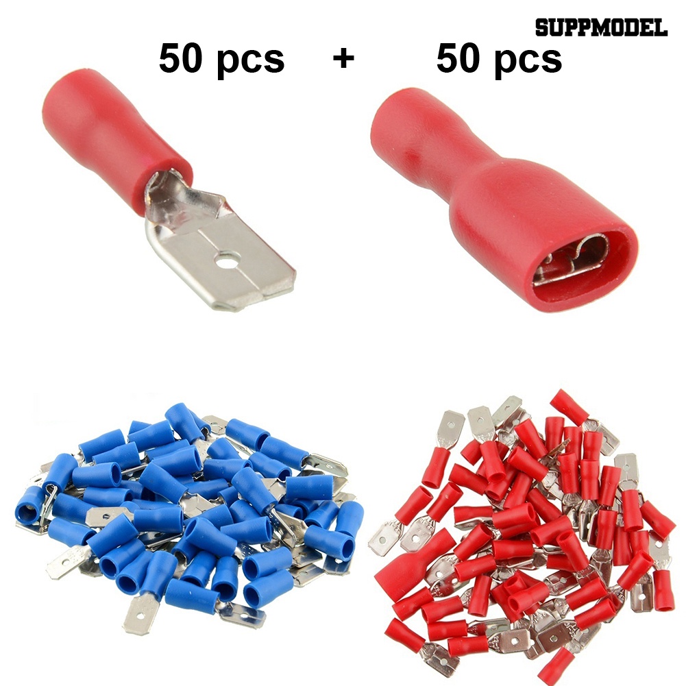 [SM Otomatis] 50pasang Kit Terminal Konektor Kabel Kawat Crimp Listrik Spade Insulated