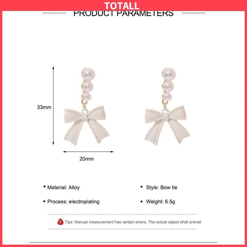 COD Anting S925 Simpul Busur Mutiara Perak Off-white Desain Anting Rasa untuk Wanita-Totall