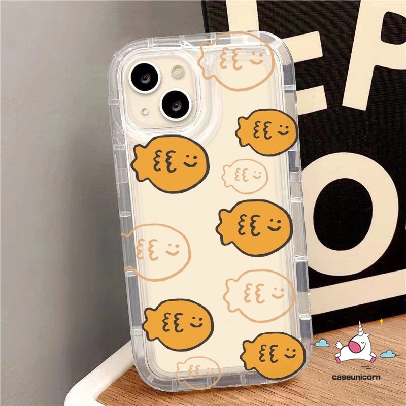 IPHONE Shockproof Airbag Cute Lovers Phone Case Kompatibel Untuk Iphone 11 7Plus XR 14 13 12 11 Pro MAX 6 6S 7 8 Plus X XS MAX Bening Kartun Kucing Lucu Ikan Lembut Tpu Transparan Penutup Belakang