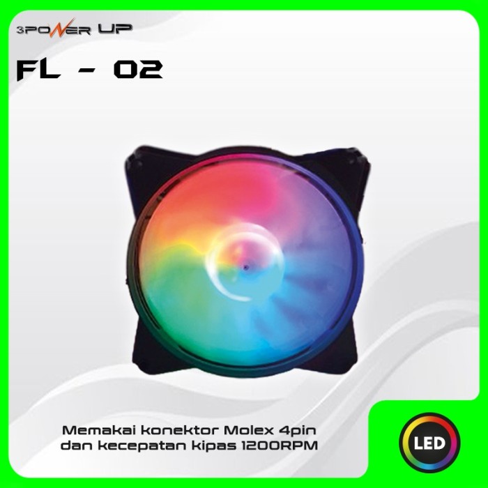 Fan Casing 12cm 3 Power Up LOOP SERIES FL-02 Single RGB Light LED