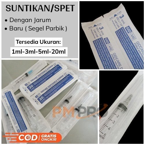 Alat Suntik / Suntikkan Spet Pipet Spuit Disposable Syringe With Needle Gidcare 1ml 3ml 5ml 20ml /Su
