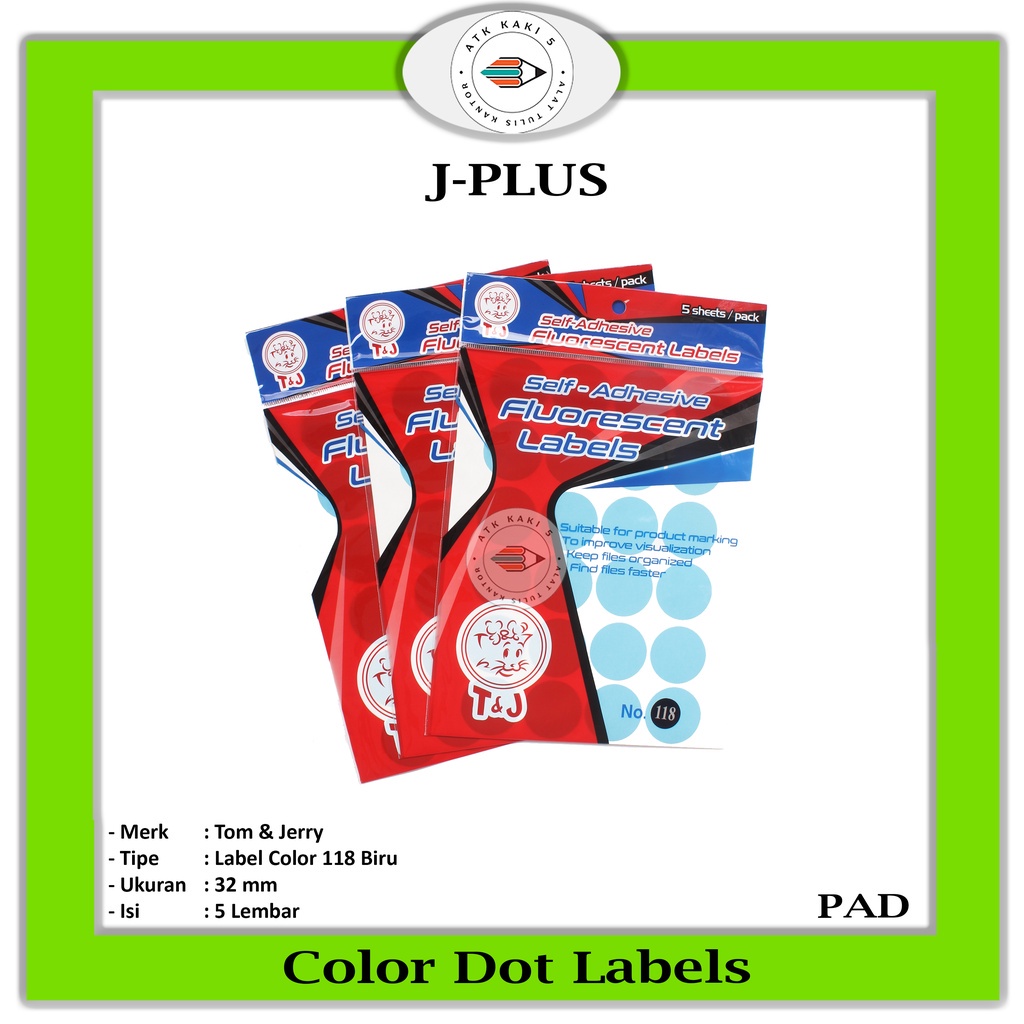 

TOM AND JERRY - Color Dot Labels 118 Biru / Blue - Perpad