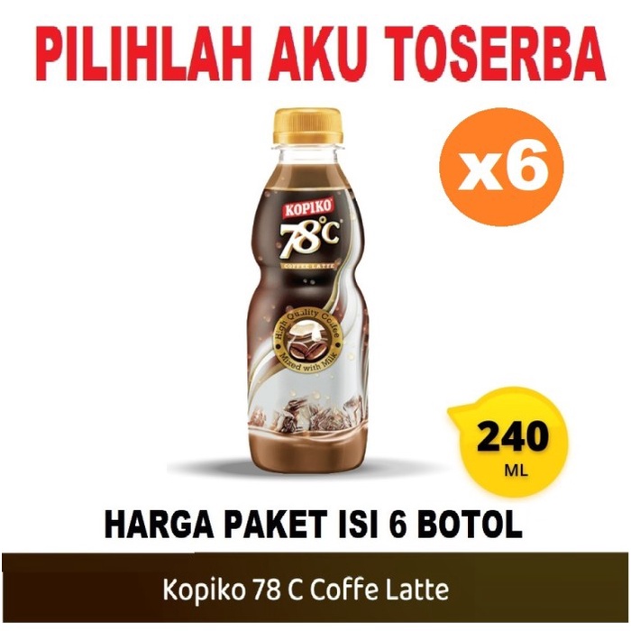 KOPIKO 78 C Minuman Kopi Coffee Latte 240 ml - ( HARGA 6 BOTOL )