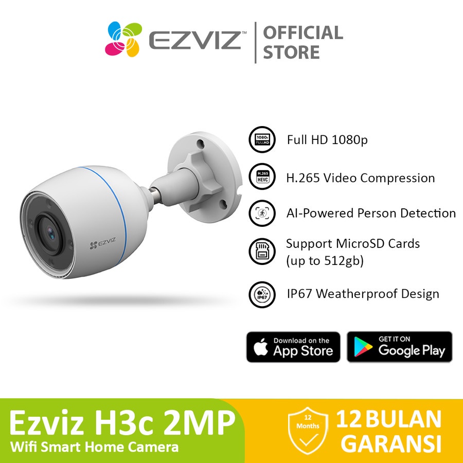 Ezviz H3c 2MP Night Vision Smart Wifi IP Camera CCTV Outdoor 1080p