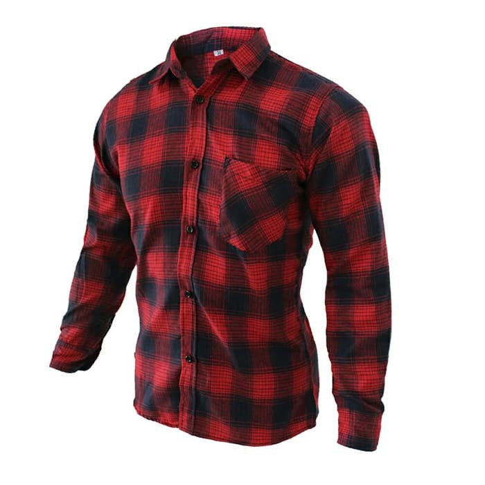 KEMEJA PRIA KEREN ATASAN PAKAIAN LAKI LAKI KEKINIAN KEMEJA KASUAL HEM COWOK FLANEL TARTAN EDGA MAN
