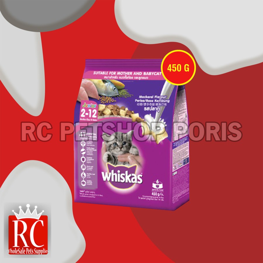 Makanan Anak Kucing Whiskas Junior Mackarel 450 Gram