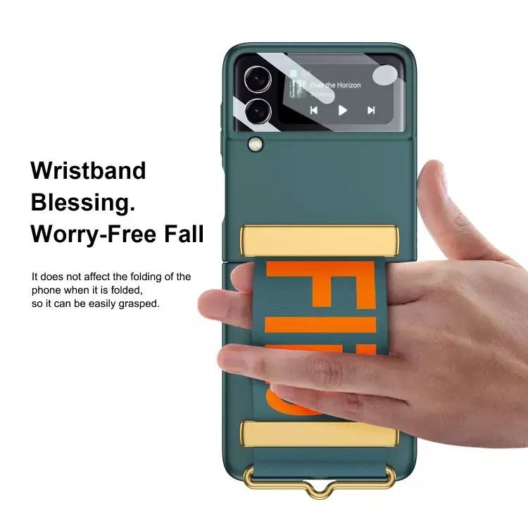 Luxury Wristband Matte Skin Phone Case For Samsung Z Flip 4 Folding Anti-Slip